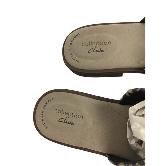 NEW Clarks Declan Flo Women's Slide Sandals Tan Nubuck Leopard Animal 7.5 7 1/2 - Picture 8 of 14